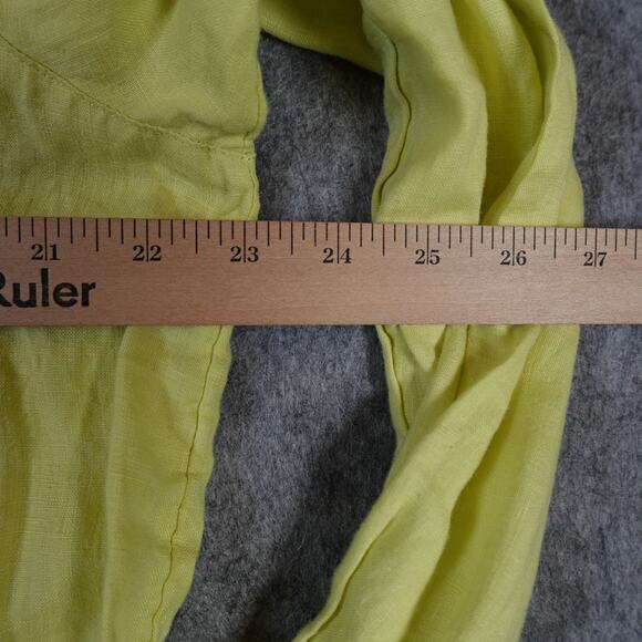 J. Jill Top Womens Medium Linen Button Front Chartreuse Beachy Coastal Lagenlook - Picture 7 of 9